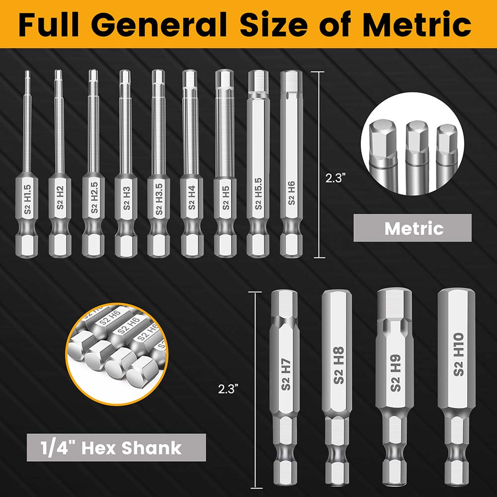 Universal Allen Bit 13-Piece Magnetic S2 Steel Hex Allen Bit Set – Mulwark