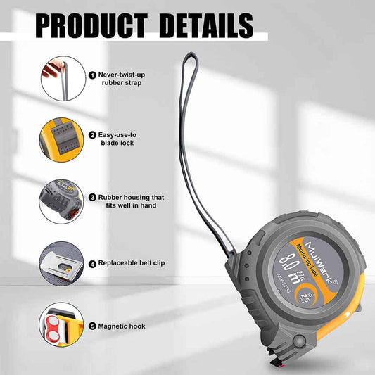 2-Pack 26ft Tape Measure with Inch/Metric Scale