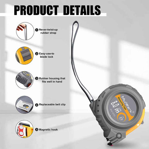 2-Pack 26ft Tape Measure with Inch/Metric Scale