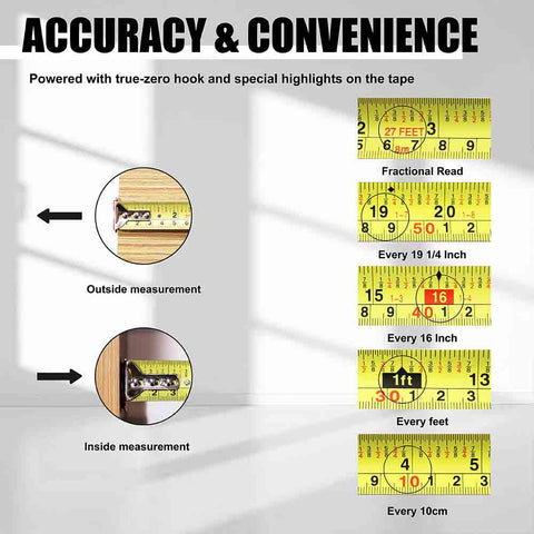 2-Pack 26ft Tape Measure with Inch/Metric Scale
