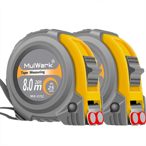 2-Pack 26ft Tape Measure with Inch/Metric Scale