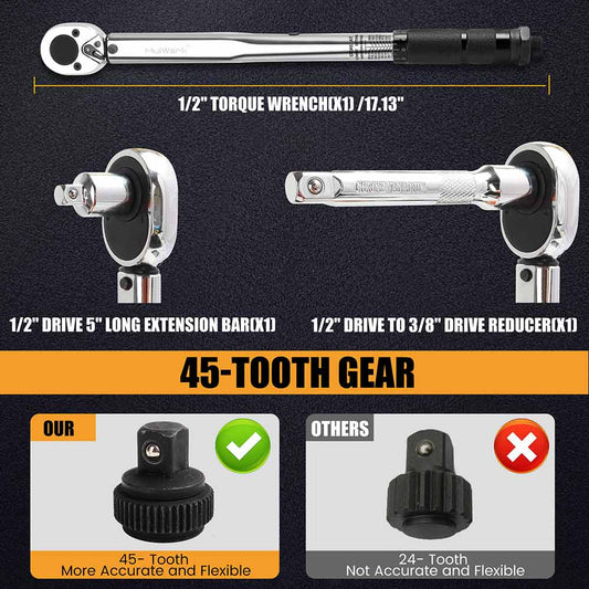 3PC 1/2" Drive Torque Wrench Set