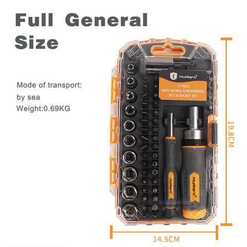 77 Pieces Ratchet Screwdriver Set with Case-3