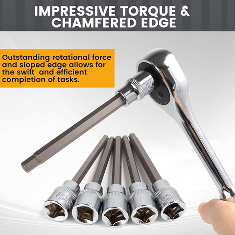 20pcs 3/8 Inch Drive Extra Long Allen Hex Bit Socket Set