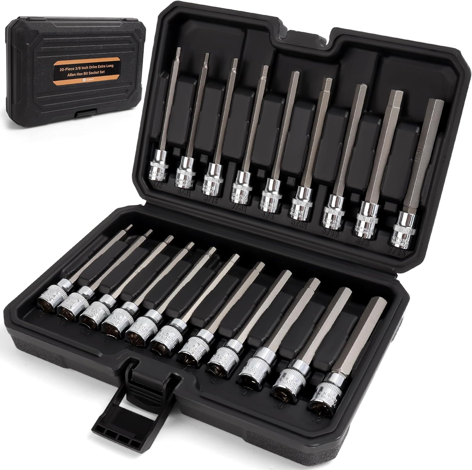 Allen Bit Top Set 20pcs 3/8 Inch Drive Extra Long Allen Hex Bit Socket Set – Mulwark