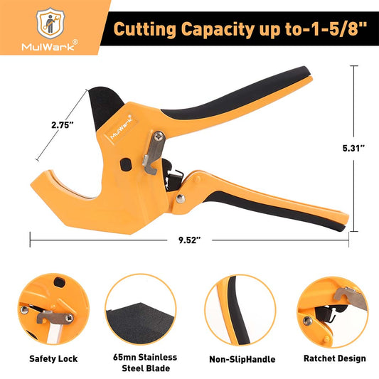 Heavy-Duty PVC Pipe Cutter with Teflon Tape, Cuts up to 1-5/8