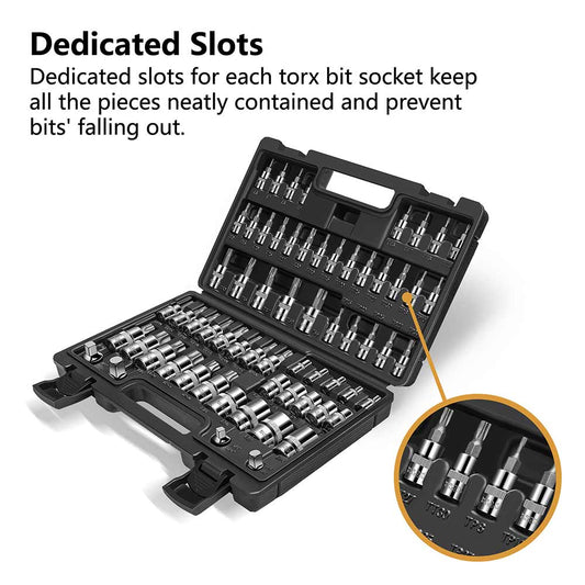 64-Piece 3/8, 1/4, 1/2 in. Drive Torx Bit Socket Set-1