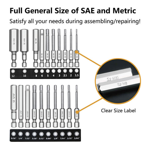 10pc Metric & 10pc SAE Allen Wrench Drill Bit Set-1